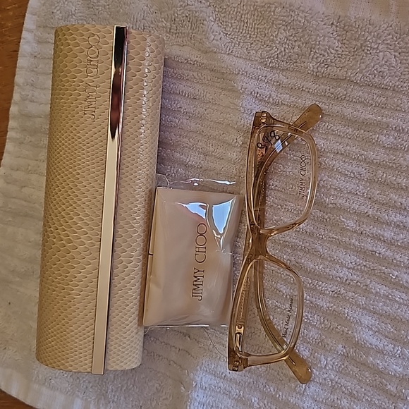 Jimmy Choo NWOT frame w/case and cleaning cloth 59 HAM Salmon color spring hinge - Picture 5 of 10
